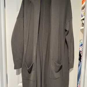 Gray Long Cardigan with Pockets